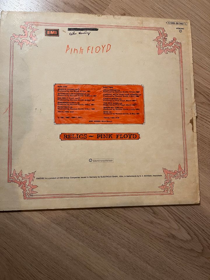 Pink Floyd, Relics Vinyl, 1971 in Stuttgart