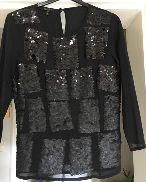 Pailletten Designer Bluse / Oberteil von Escada schwarz Gr 36 in München