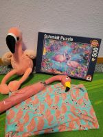 Flamingo Set Regenschirm Shirt Stofftier Puzzle 500 Teile Schmidt Mitte - Tiergarten Vorschau