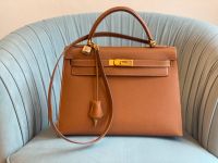 HERMÈS Hermes Kelly 32 Courchevel Leder cognac Tasche Handtasche braun gold München - Au-Haidhausen Vorschau