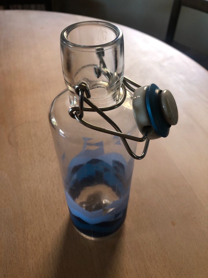 Soul bottles Öko Trinkflasche 0,6l Glas blaues Dreiecksmuster in Dresden