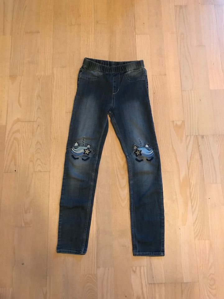 Süße Jeans, Hose, Jeggings, Einhorn, H&M, blau, Gr. 134 in Ingolstadt