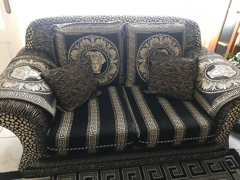 Versace Couch/Sofa set schwarz mit gold in Gronau (Westfalen)