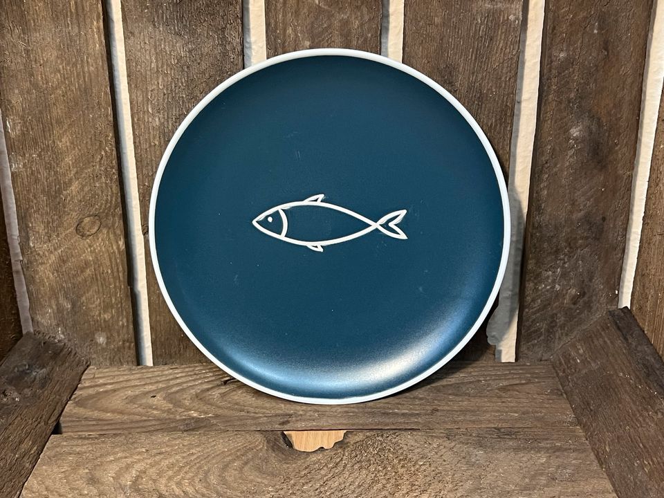 Teller maritim 20cm / 27cm mit Anker Steuerrad und Fisch Geschirr in Meppen