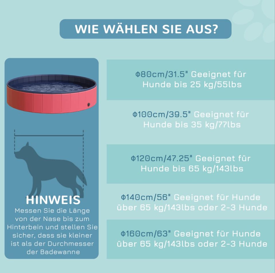 Hundebadewanne Schwimmbecken Kunststoff+Holz Rot Ø160 x 30H in Kassel