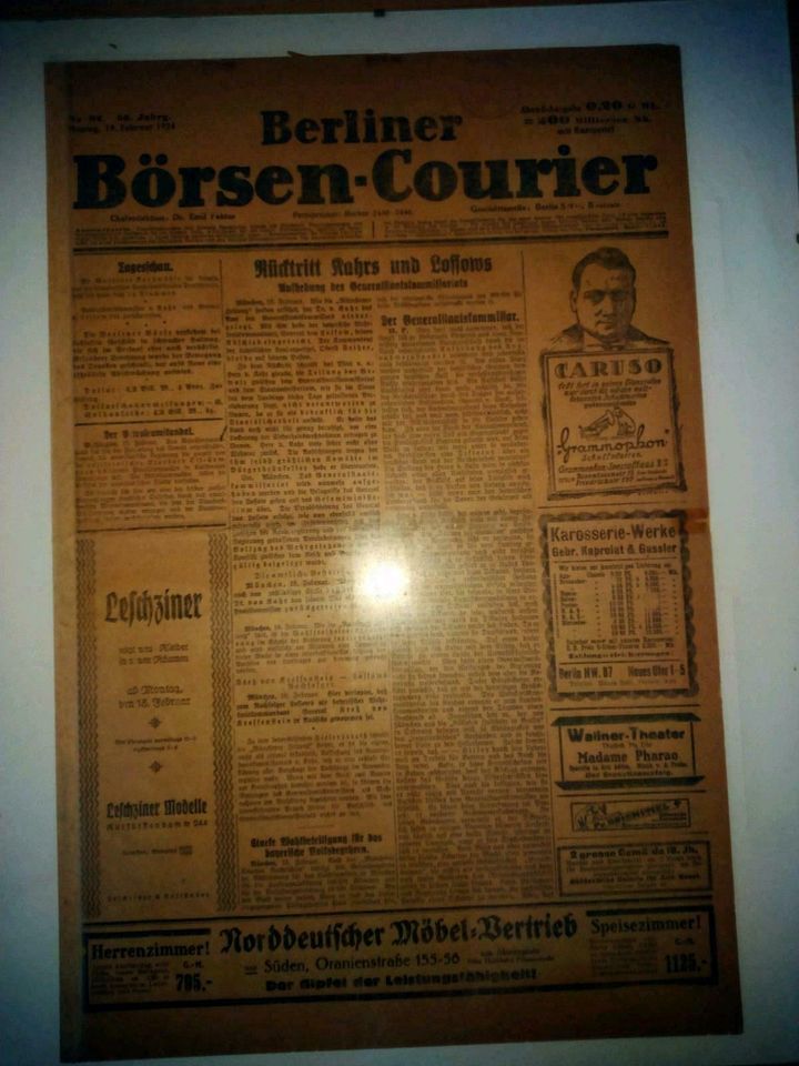 Berliner Börsen Courier von 1924 in Boizenburg/Elbe