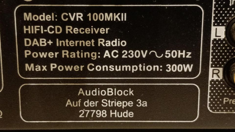 Audio-Block CVR 100MKII HIFI CD Receiver DAB+ Vollverstärker in Herzogenrath