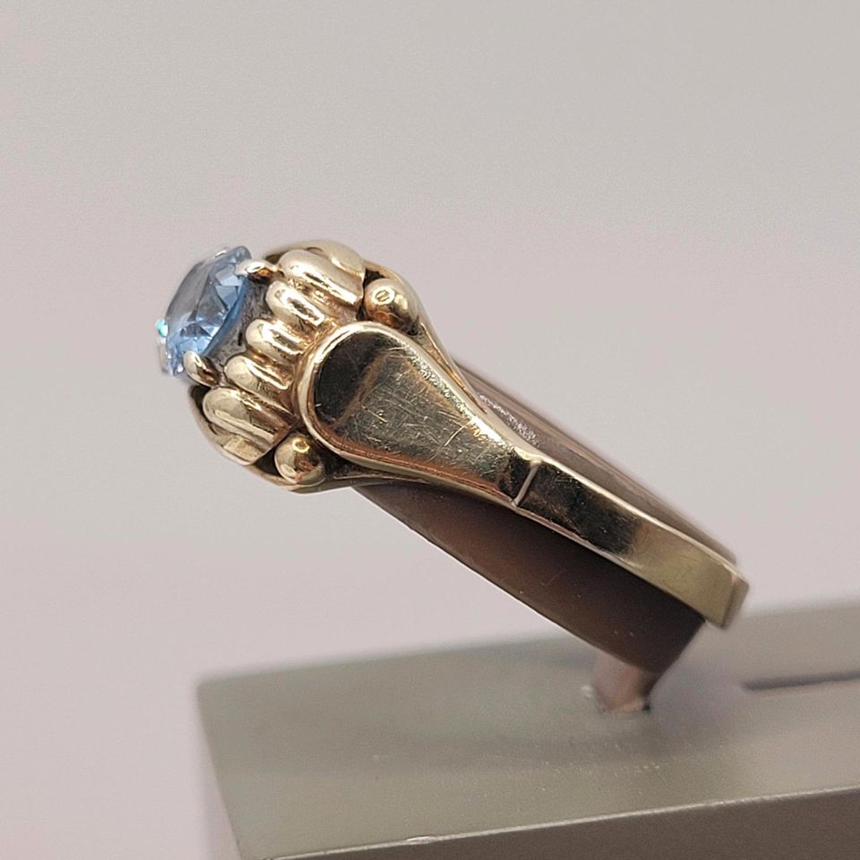 ❤ Antiker Art Deco Ring aus 333er gelbgold und blauem Spinell in Essen