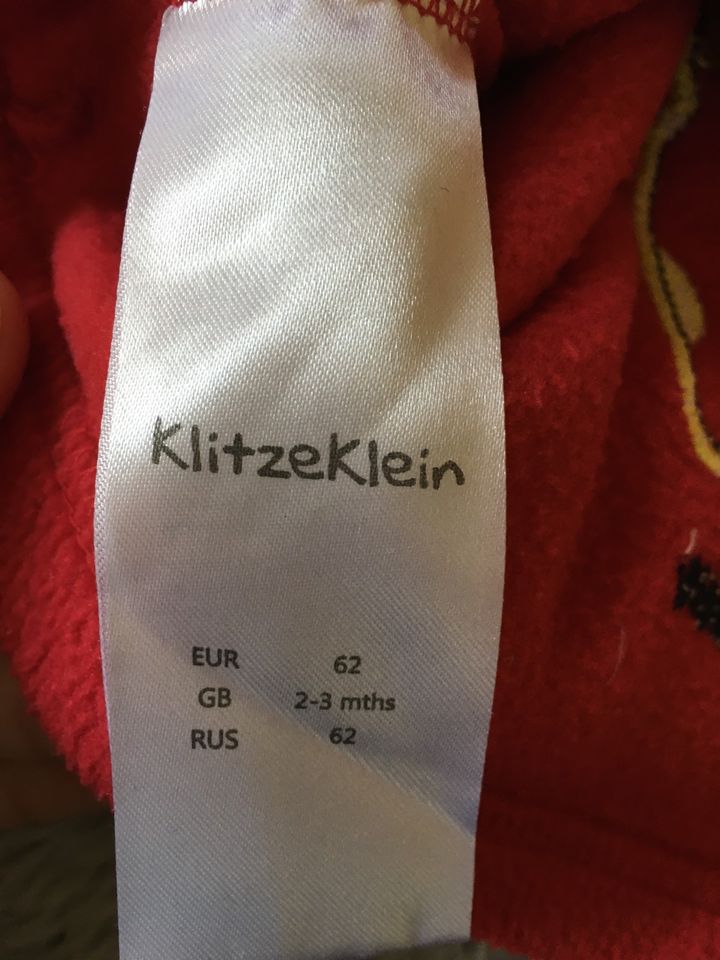 Hoodie, Fleece, Klitzeklein Gr.62, neu in Nazza