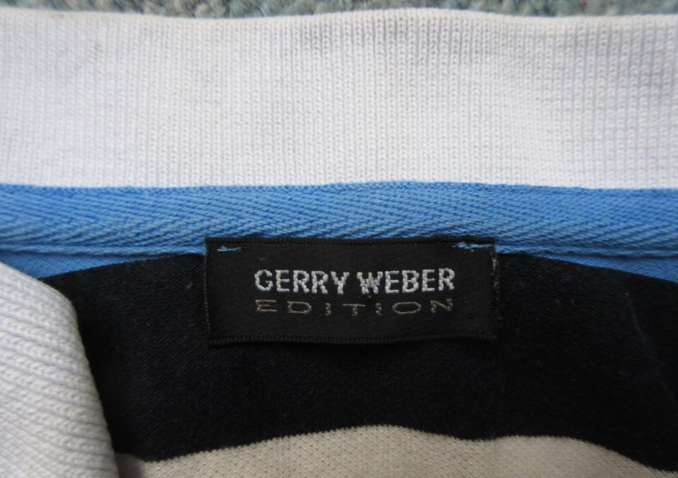 Gerry Weber: Stretch-Polo-Shirt, gestreift, blau-weiß-rot, Gr. 42 in Bremen