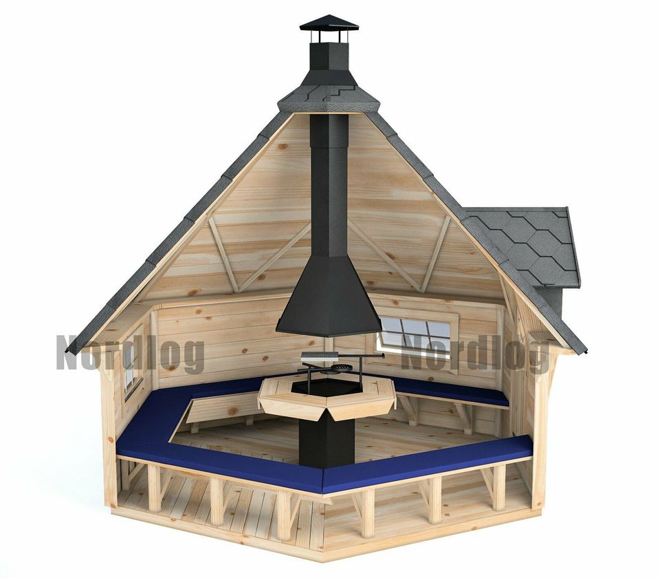 NordLog Grillkota 9,2 m² Grillhaus Grillhütte Pavillon Gartenhaus in Weil der Stadt