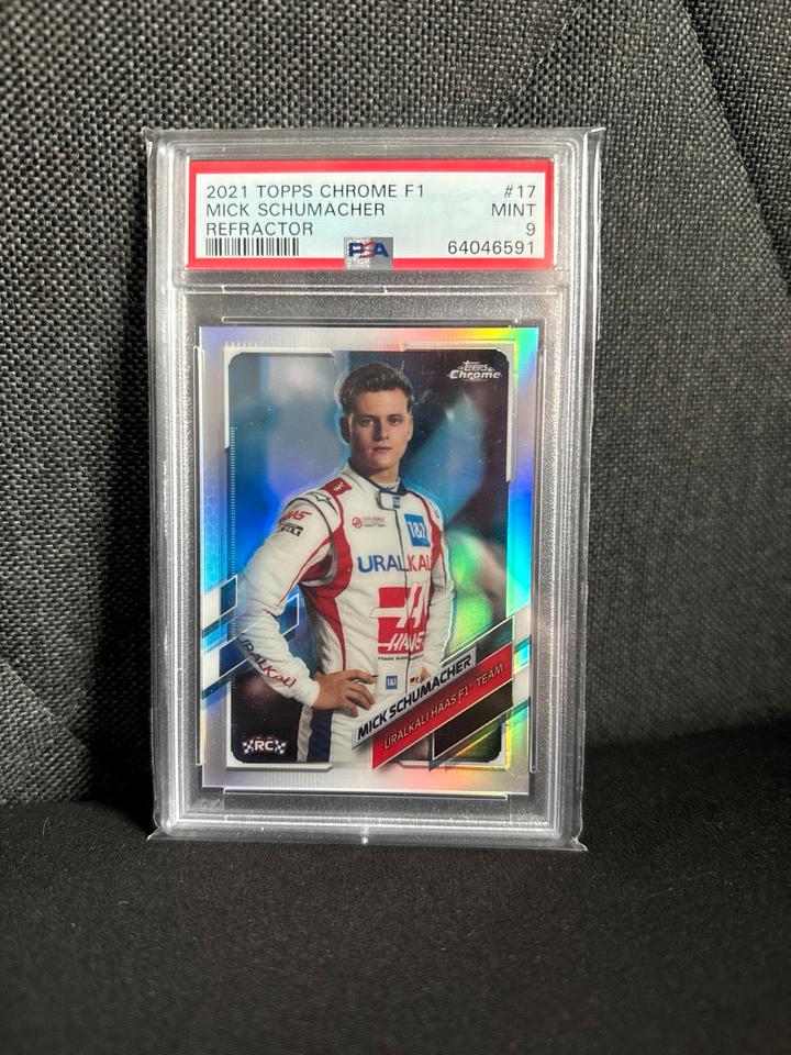 Mick Schumacher Topps Chrome F1 2021 Refractor PSA 9 in Mick Schumacher Topps Chrome F1 2021 Refractor PSA 9 in