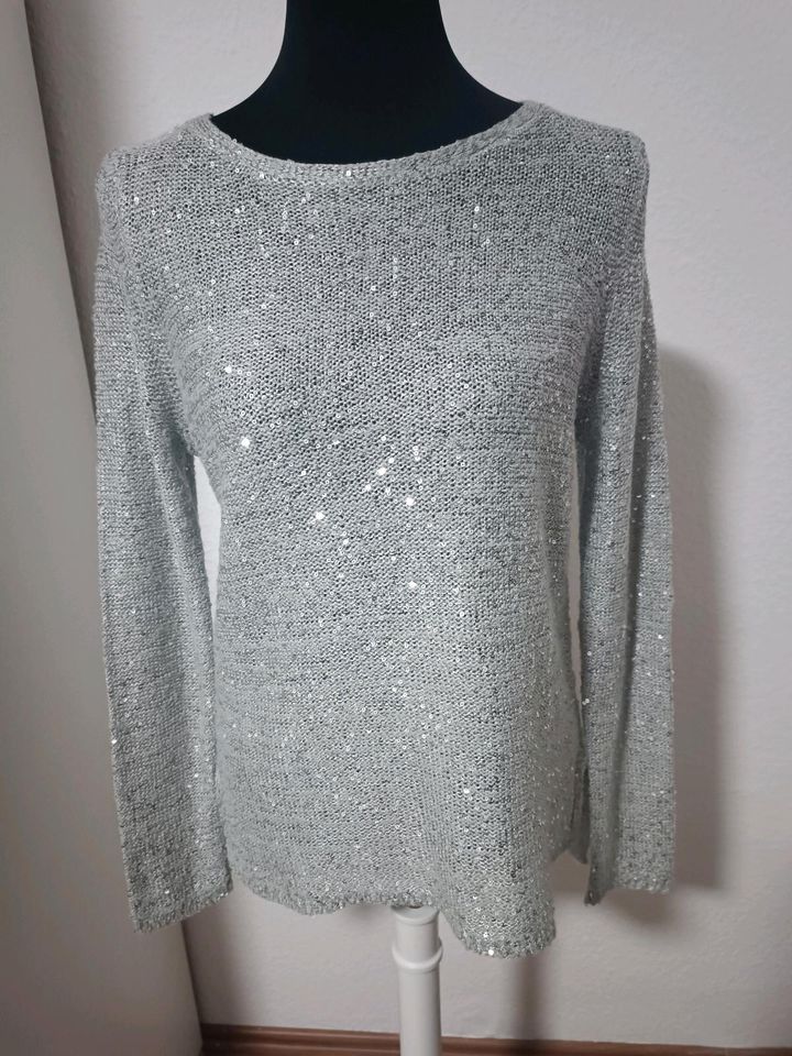 Up2 Fashion Pullover Pulli Grau Silber Pailetten Gr.S 36/38Top in Wistedt