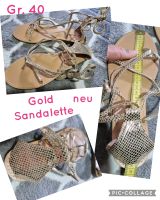 Gold Schnür- Binde Sandalette neu! Gr. 40 Nordrhein-Westfalen - Werl Vorschau