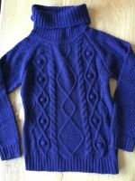 Strickpullover 128 Rolli Strick Zopfmuster blau Rollkragen Pulli Feldmoching-Hasenbergl - Feldmoching Vorschau