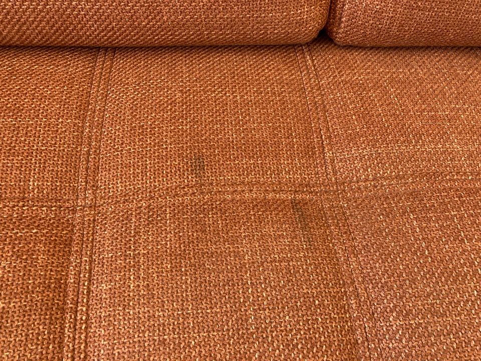 #A Ecksofa Orange Eckcouch Schlafcouch Schlafsofa Stoff auszieh in Burgstädt