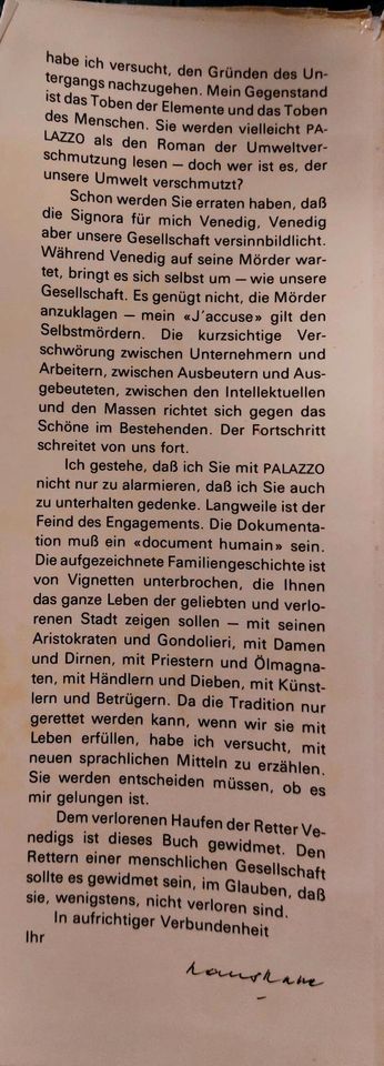 Hans Habe. Palazzo. Walter Verlag 1975. Venedig in Wiehl