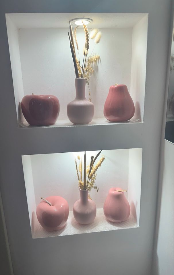 Deko Apfel / Birnen/ Vase aus Keramik Rosa in Bergkamen