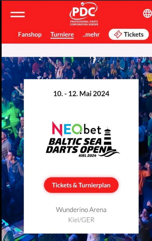 Ticket baltic sea Darts open Kiel in Neumünster