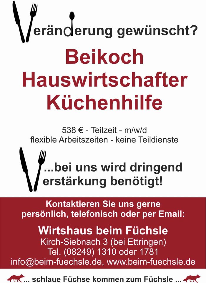 Küchenhilfe / Hauswirtschafter / Beikoch in Ettringen