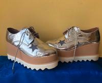 Damen Platform Glitzer Silber Metallic Gr.39! H-9; 5,5cm Dresden - Innere Altstadt Vorschau