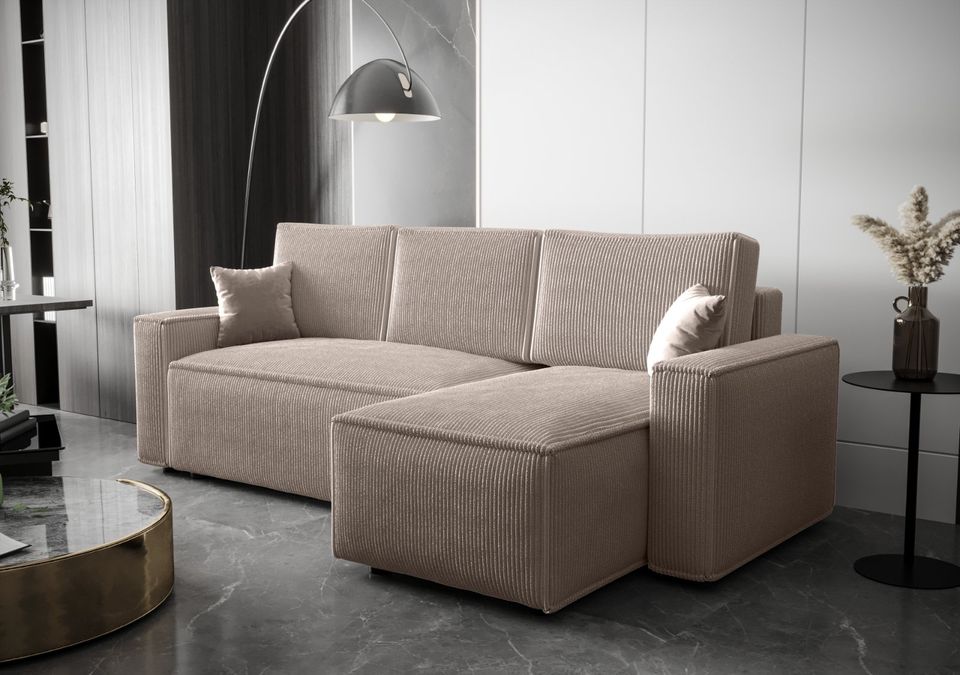 Ecksofa AMRO Schlafsofa Cord Bettkasten modern Sofa Modern in Berlin