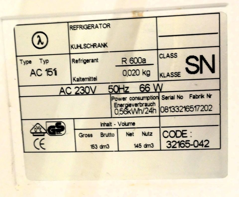 Premiere AC 151 Kühlschrank Einbau in Weiß, 145 Liter in Erftstadt