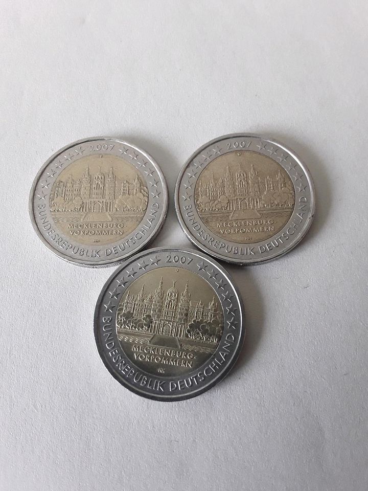 3 x 2 Euro Gedenkmünzen Deutschland 2007 in Mülheim (Ruhr)