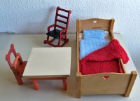 Puppenmöbel Bett+Stuhl+Tisch+Schaukelstuhl Holz Nordrhein-Westfalen - Ratingen Vorschau