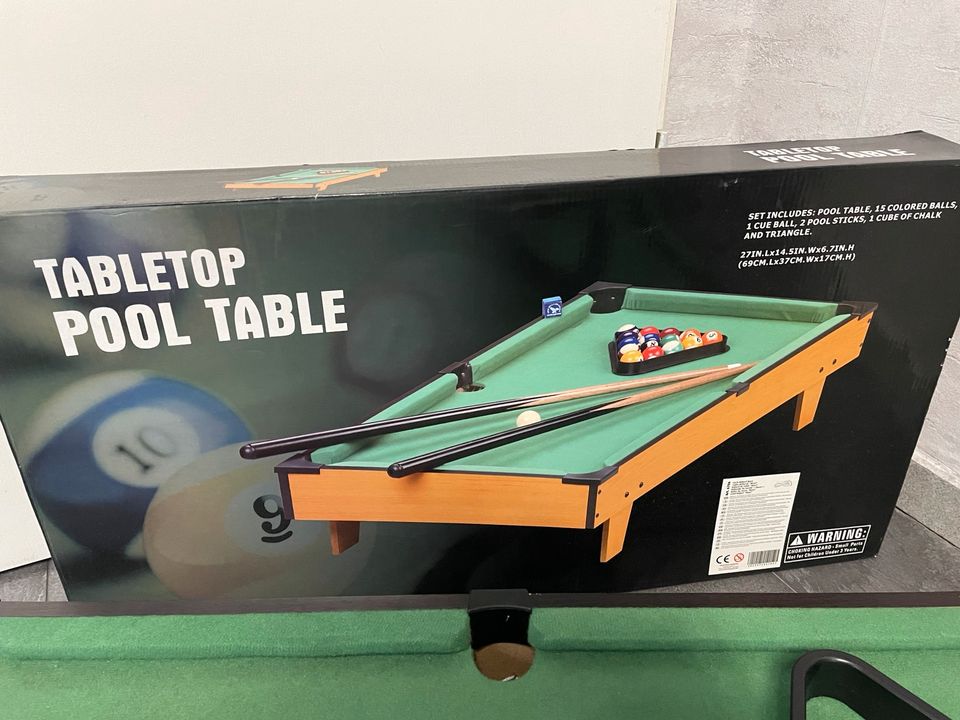 Tabletop Pool Table Billard Tisch für Kinder 69x37x17 in Ibbenbüren