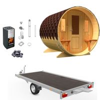 wellmia® Fasssauna Komplettset mit Anhänger und Holzofen - 2,80 Meter mit Veranda - Fass Sauna Saunafass Gartensauna Saunaholzofen Außensauna mobile Sauna mieten Saunavermietung Fassauna Holzofensauna Nordrhein-Westfalen - Steinhagen Vorschau