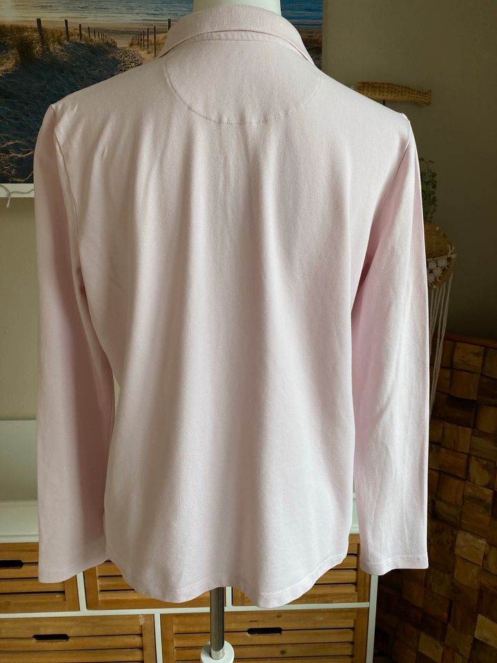 Shirt, Langarm, Polo, Gr 42(XL), rosa, rose, Montego in Bous