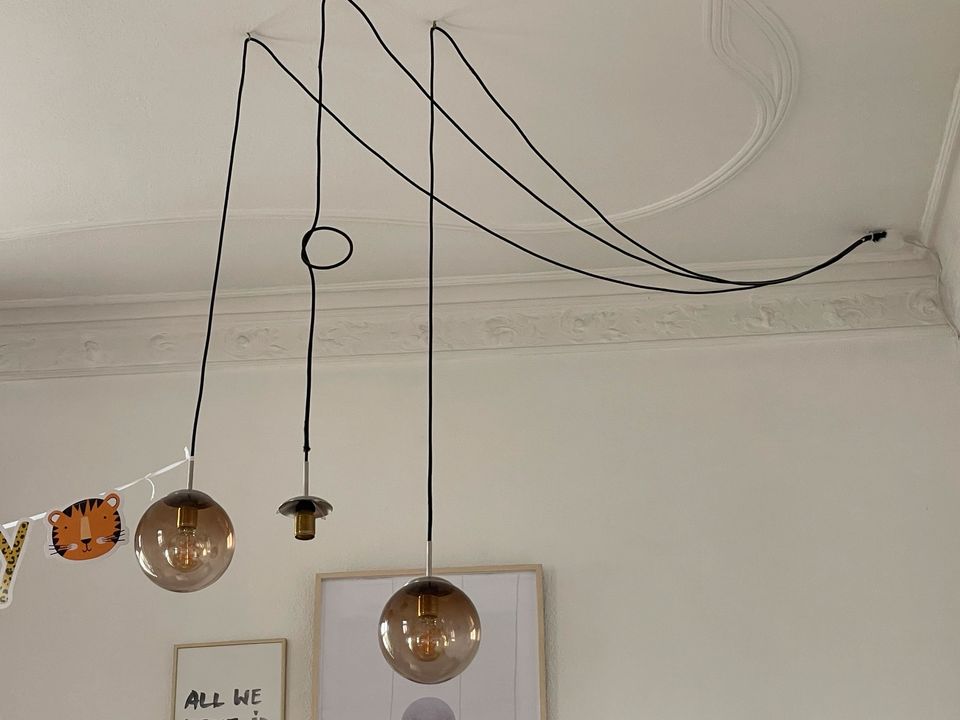 Pendelleuchten Deckenlampe Kugel 2x Textil Kabel in Berlin