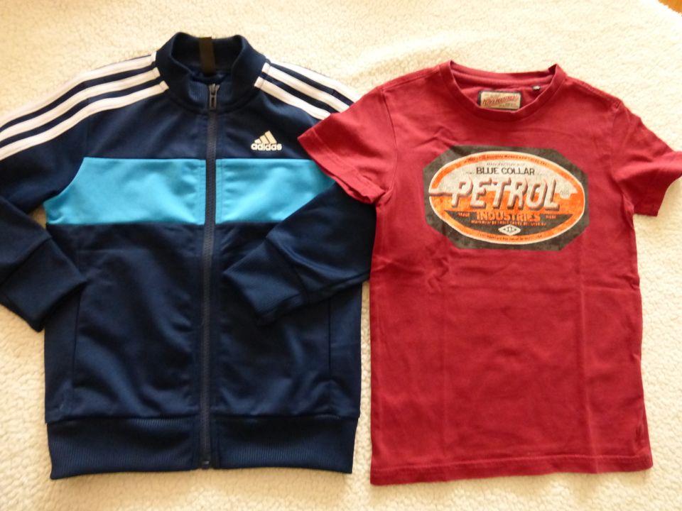 Set Jacke &T-Shirt Gr 116 Petrol Adidas Top Zustand in Radebeul