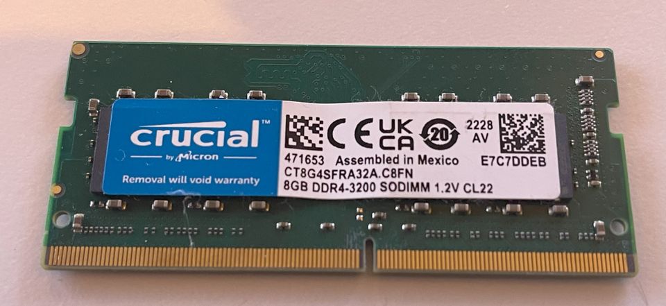 Crucial SODIMM DDR4 8GB CL22 Speichermodule Laptop RAM 2 Module in Augsburg