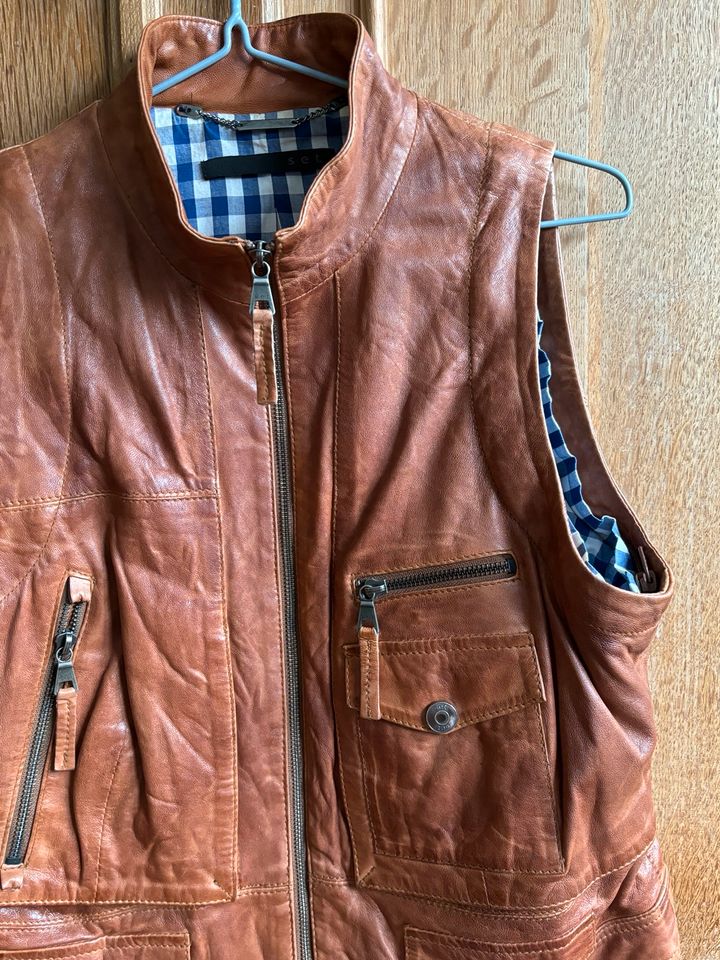 Set Lederjacke Weste Leder cognac 40 in Herne