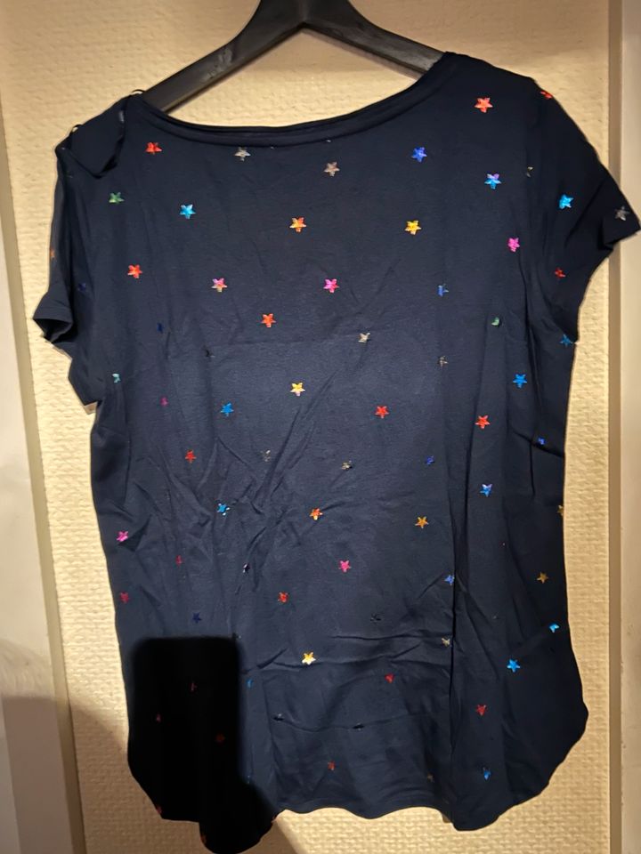 Edc - Esprit Shirt kurzarm Gr. XL dunkelblau mit Glitzer NEU in Schwarzenbruck