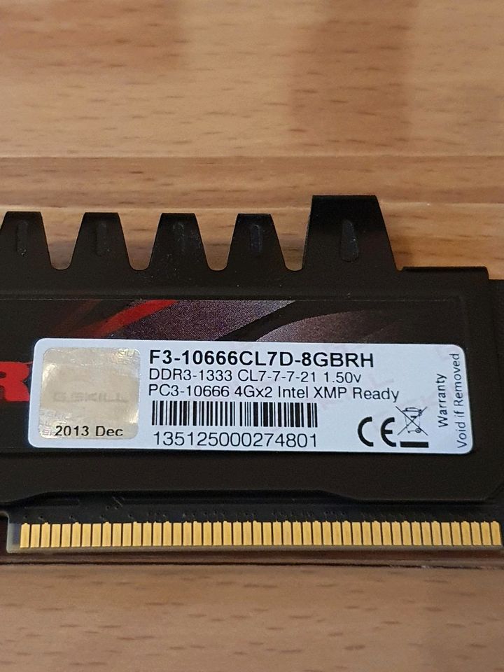 DDR3 RAM Arbeitsspeicher 2x 4GB GSkill RipJaws F3 - 10666 CL7D in Weimar