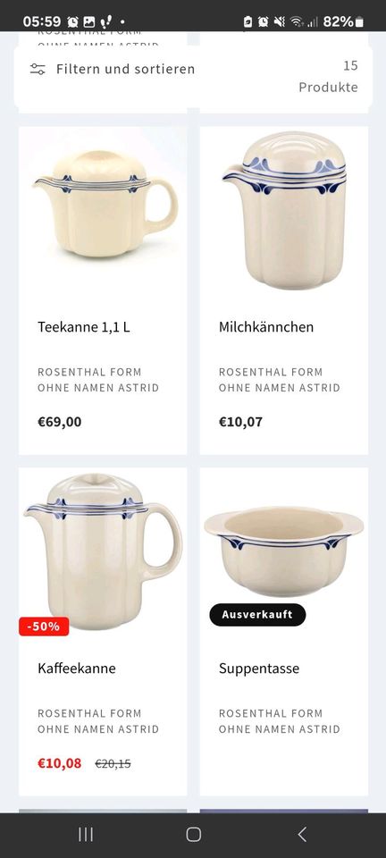 Rosenthal Kaffee- und Speise-Service beige/blau in Filderstadt