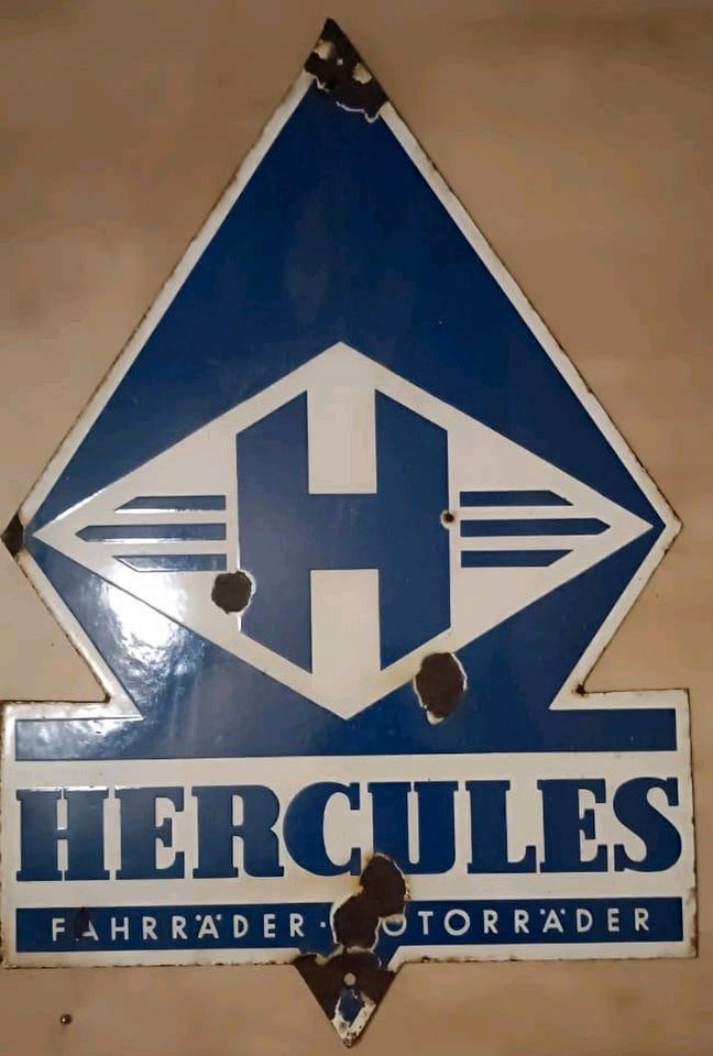 Großes HERCULES Fahrräder & Motorräder Emailleschild in Nordhorn