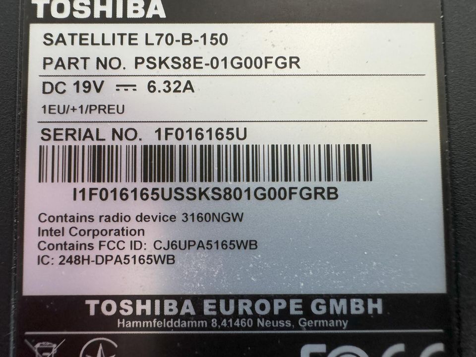 Laptop Toshiba Satellite L70-B-150 I7 16GB RAM 1TB-HDD in Berlin