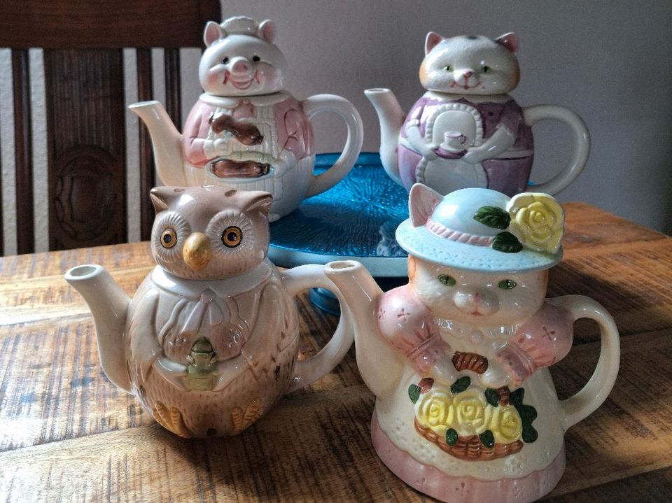 Vintage Motiv Teekanne Kaffee Katze Eule Schwein Albert E. Price in Wolfenbüttel