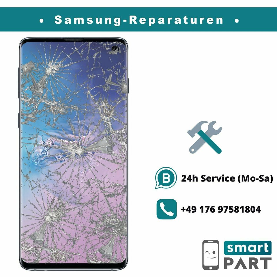 SOFORT-REPARATUR Handy Display|Akku|Backcover für Samsung Galaxy S8|S9|S10|S20|S21|FE|S22+|S23|Ultra|Note 9|10|20|Plus A40 A41 A50 A51 A52 A53 A54 A20s A22 A33 A71 A72 5G |Apple iPhone Huawei Xiaomi in Stuttgart
