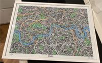 Jenni Sparks Hand Drawn Map of London A2 Bild Rahmen weiß Bremen - Borgfeld Vorschau