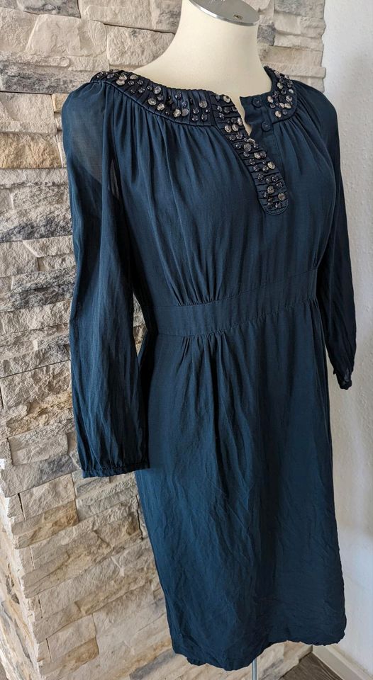 Boden Kleid blau leicht festlich Seide Baumwolle Gr. 10 L Gr. S/M in Hessisch Oldendorf