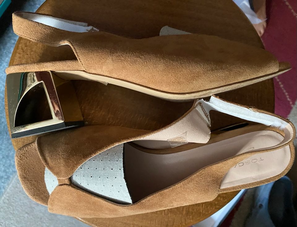 Sandale italienischer Schuh, Wild Leder 41 braun/ Gold in Kemberg
