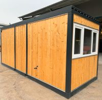 ✅ Ausgebautes Containermodul für Naturfreunde - Große Fenster & Holzverkleidung ✅ Container zum Wohnen Leben Arbeiten Schlafen - Bürocontainer mit Fenstern, Waschbecken & Holzfassade - Neuware kaufen Bayern - Brunnen Vorschau