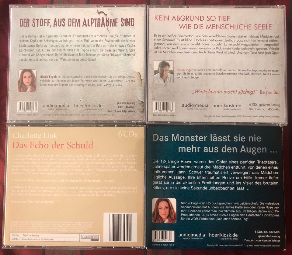 Diverse Hörbücher Hörbuch Thriller Krimi CDs freie Auswahl in Wiesbaden