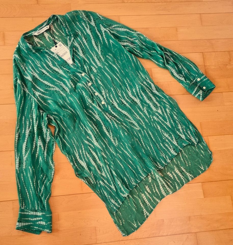 *ZARA* Long-Bluse Tunika Grün-Weiß XS 34/36 NP49,95€ NEU! in Ingolstadt