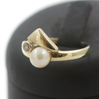 Perle Zirkonia Ring 375 Gold 9 Kt Gelbgold Damen Goldring Innenstadt - Köln Altstadt Vorschau